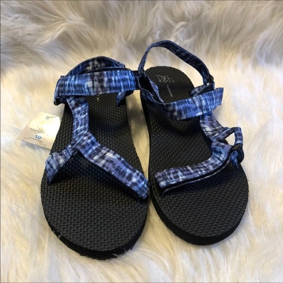 Time And Tru Sandals Size 10 Women’s‎ Blue Black Strappy Whimsigoth New - Picture 1 of 6